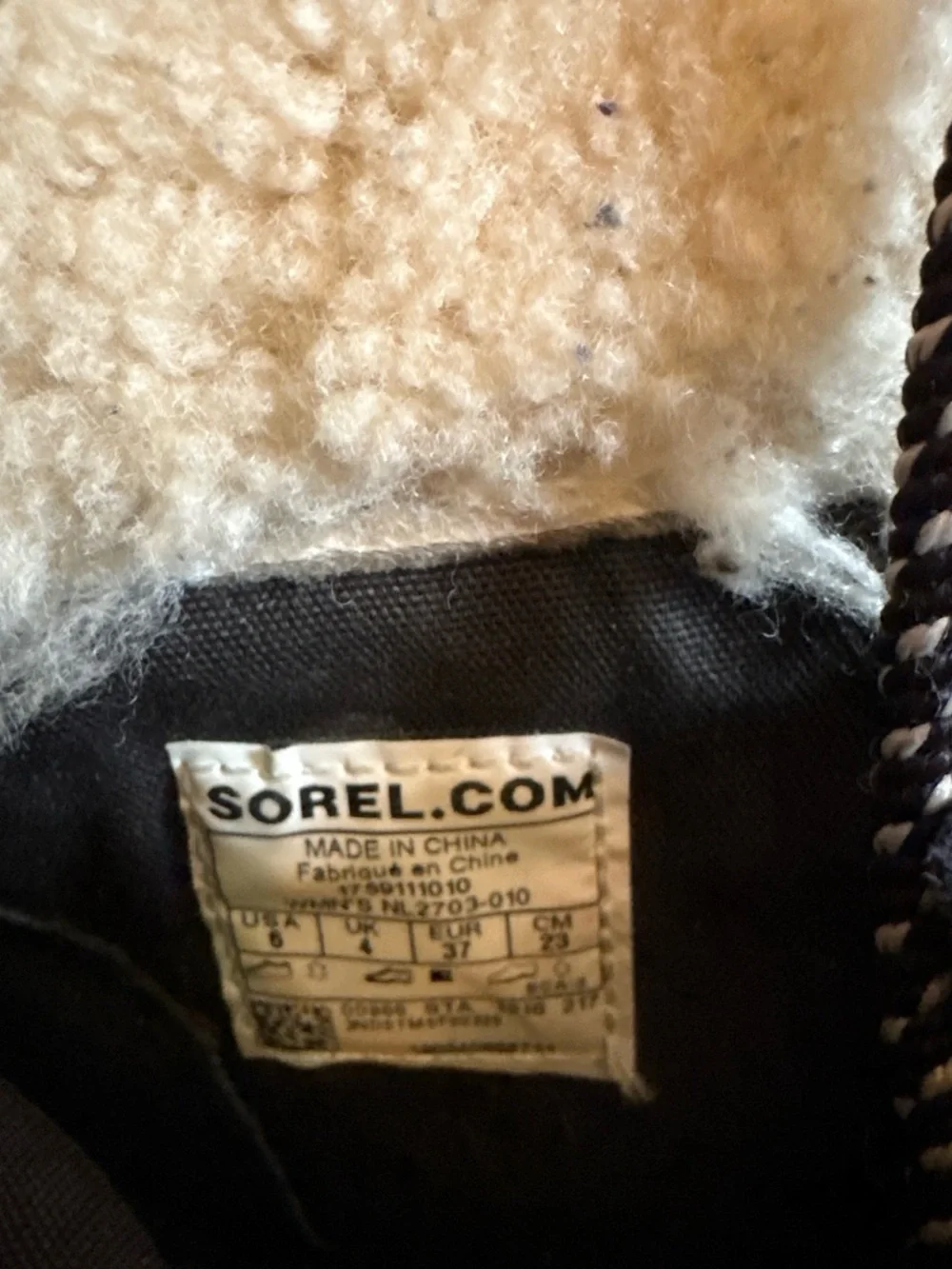 Sorel Joan of Arctic Women's Wedge Chunky Mid Shearling Boot Lace Up Sz 6 Black